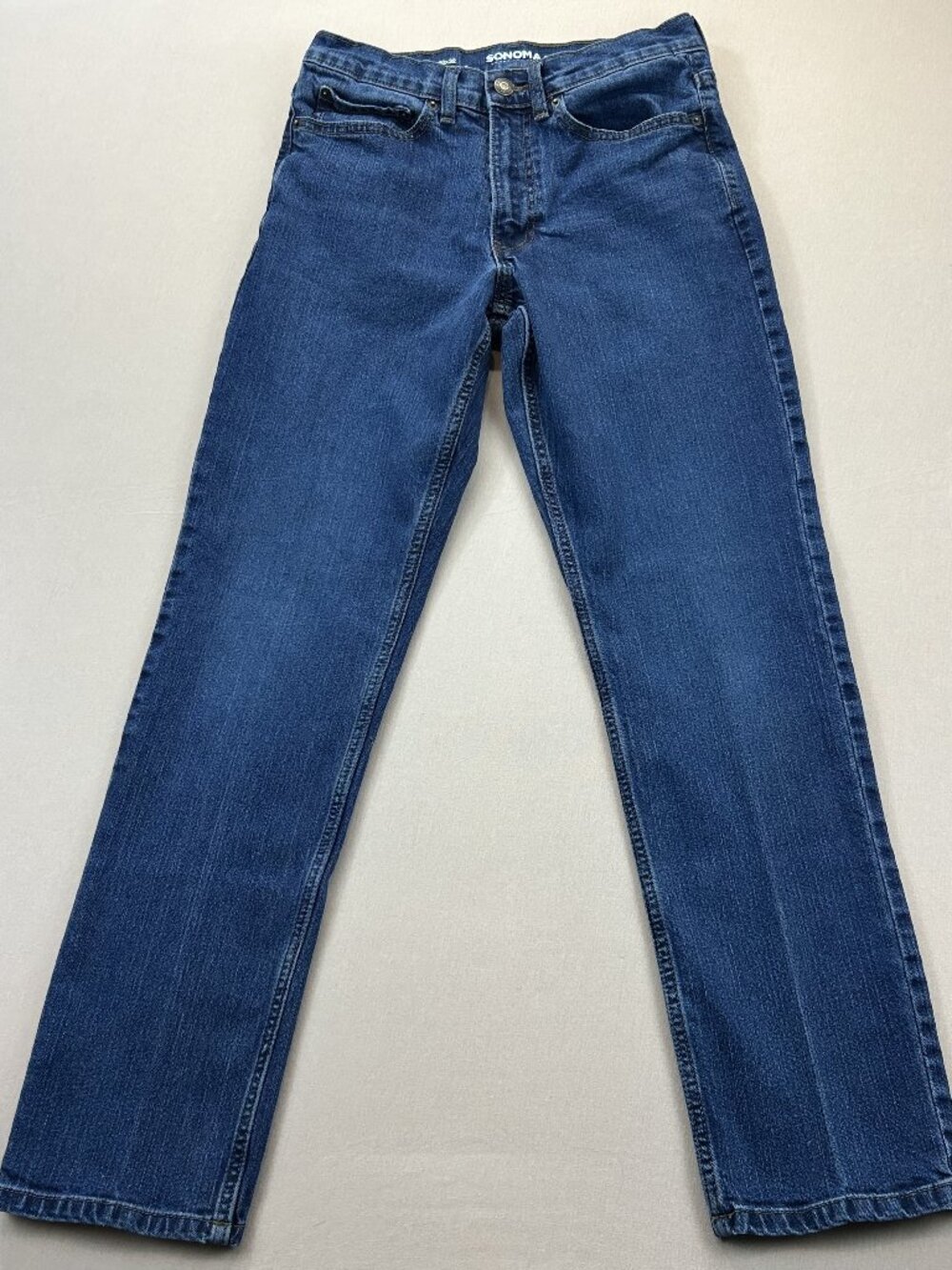 Sonoma Jeans Mens Size 30 x 32 Blue Denim The Everyday Regular Straight Stratch
